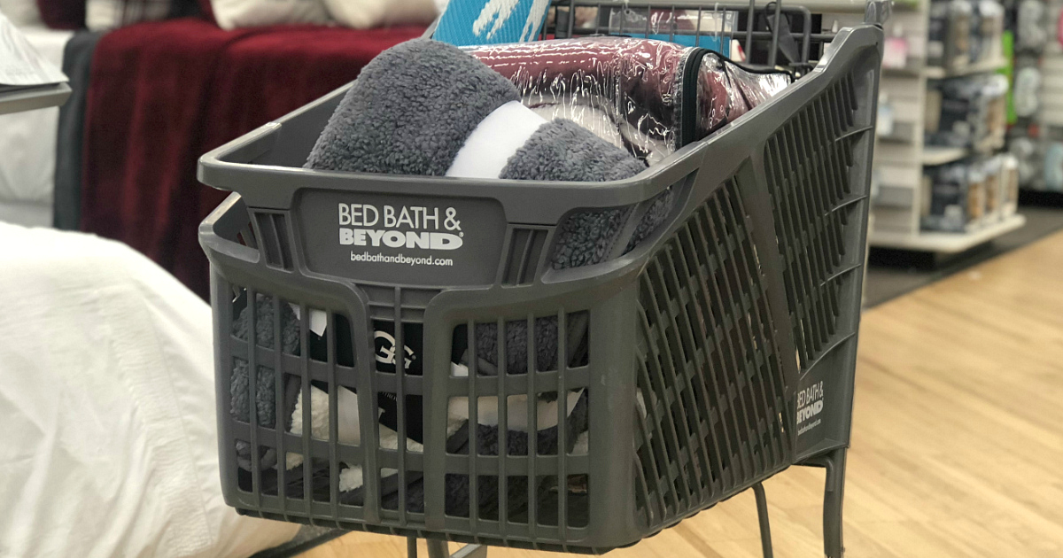 bed bath beyond cart with blankets inside