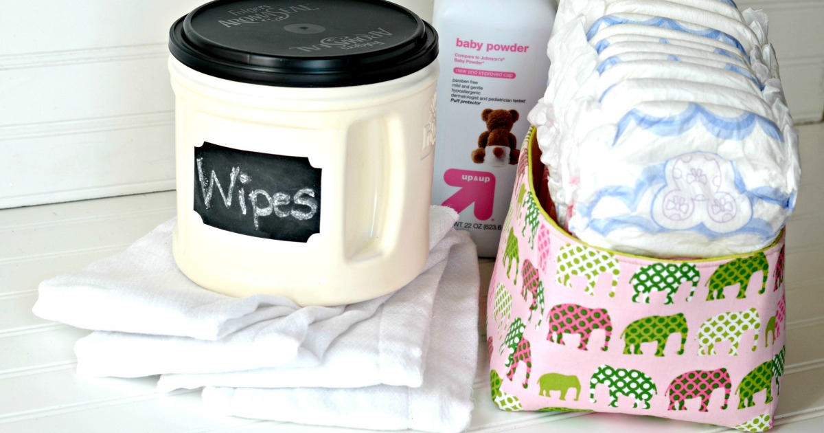 ways to repurpose trash – reusing a coffee can for diaper wipes