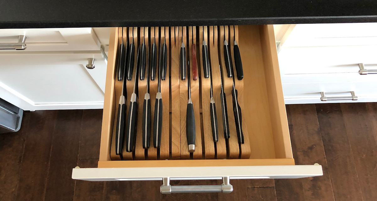 two knife organizers in a row