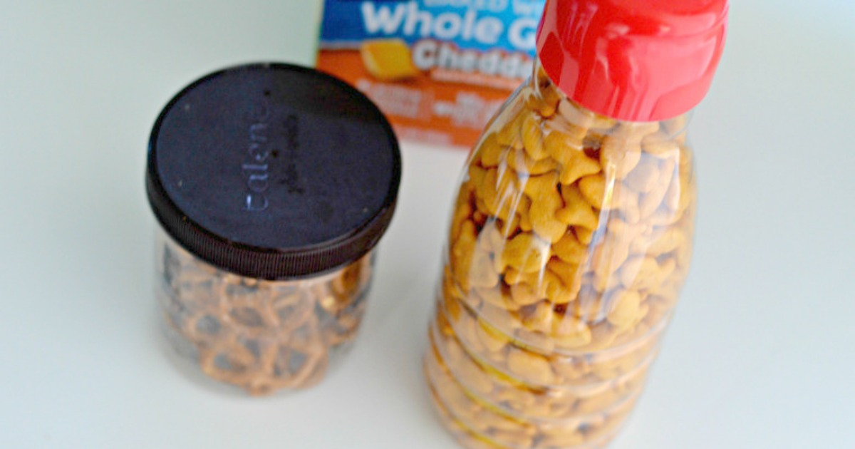 ways to repurpose trash – storing snacks in clean plastic food jars
