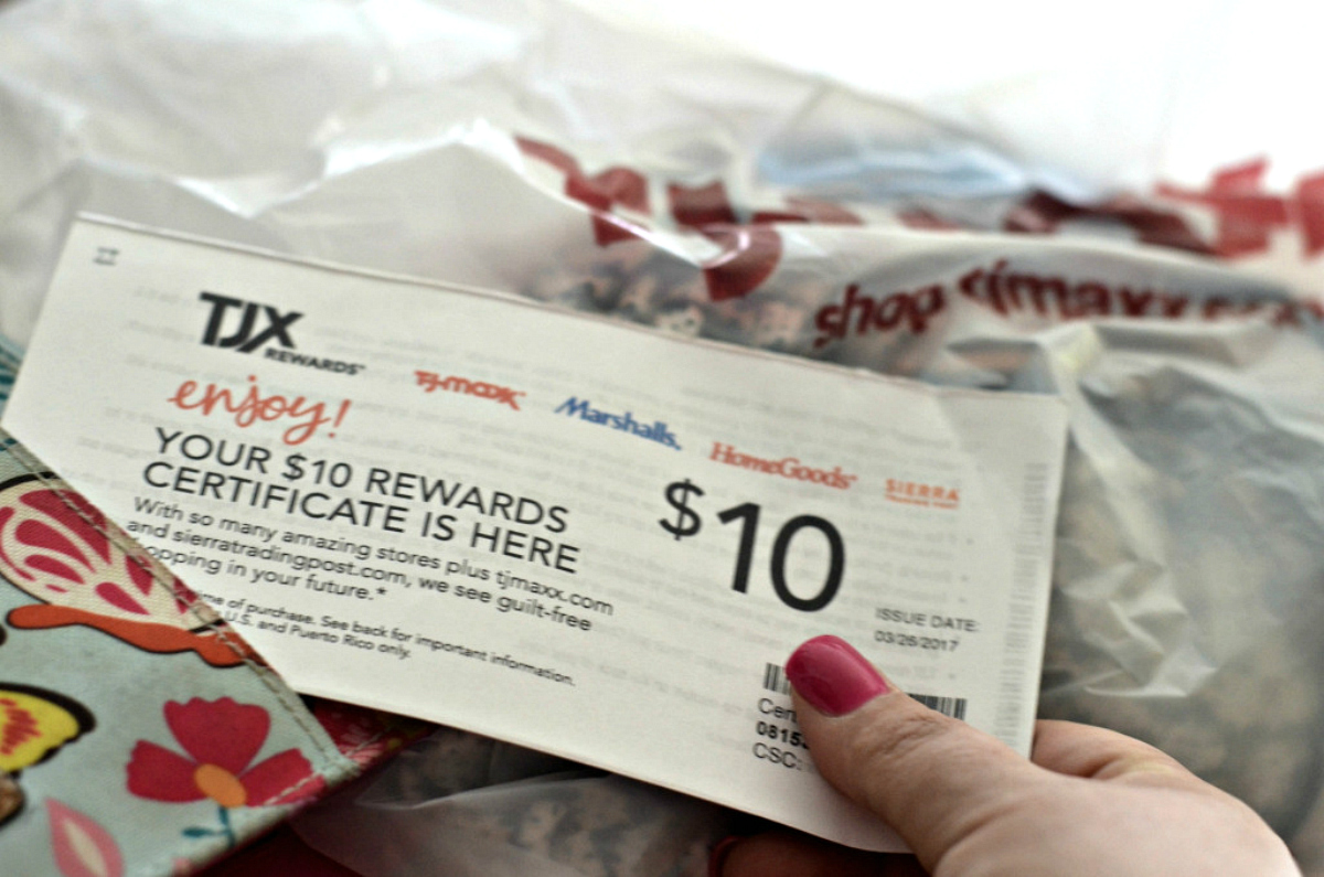 tj maxx rewards certificate for $10