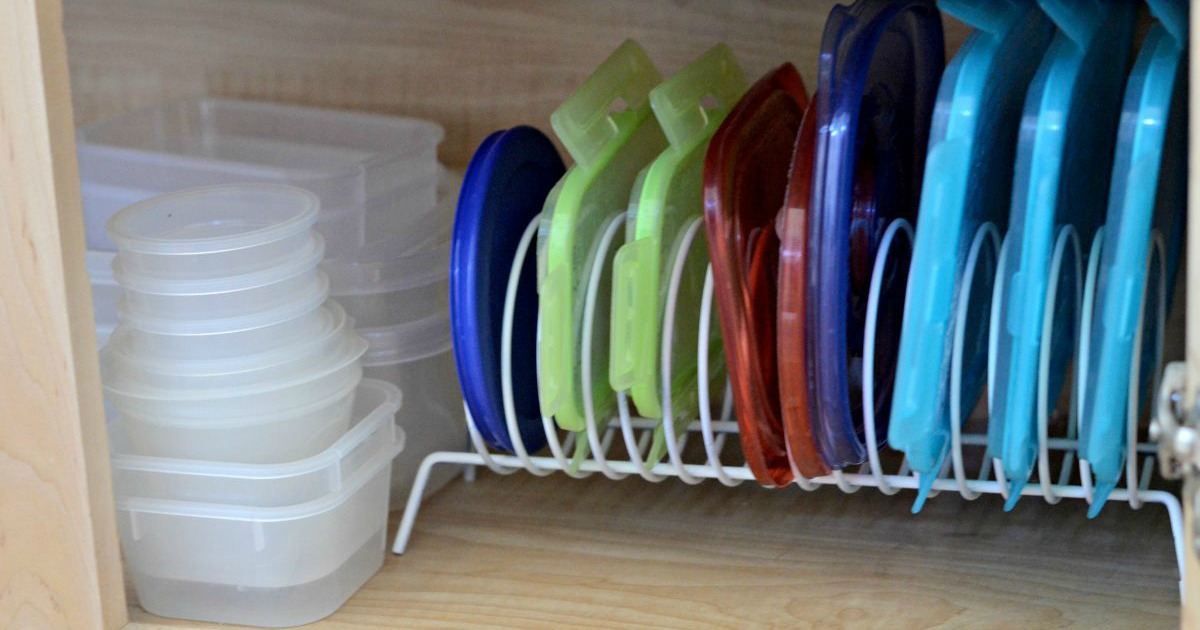 ways to repurpose trash – storage lids on a cd rack