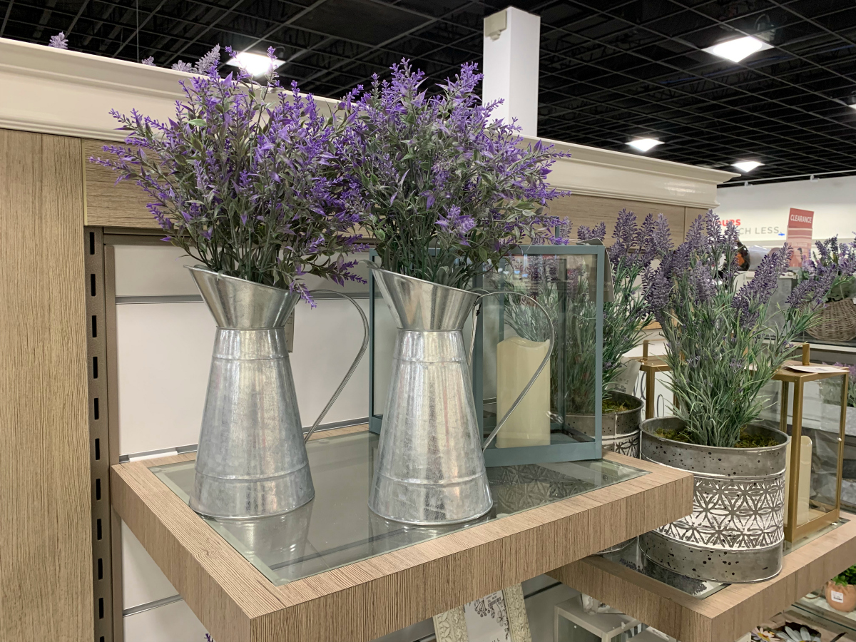 HomeGoods metal pitchers with lavender