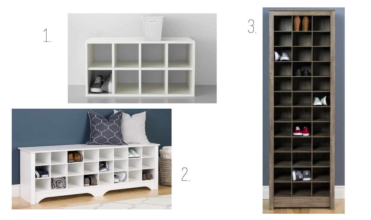 target wood, white, brown cubbies & cubby organization for the mudroom