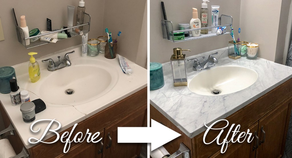 before and after of countertop refinishing