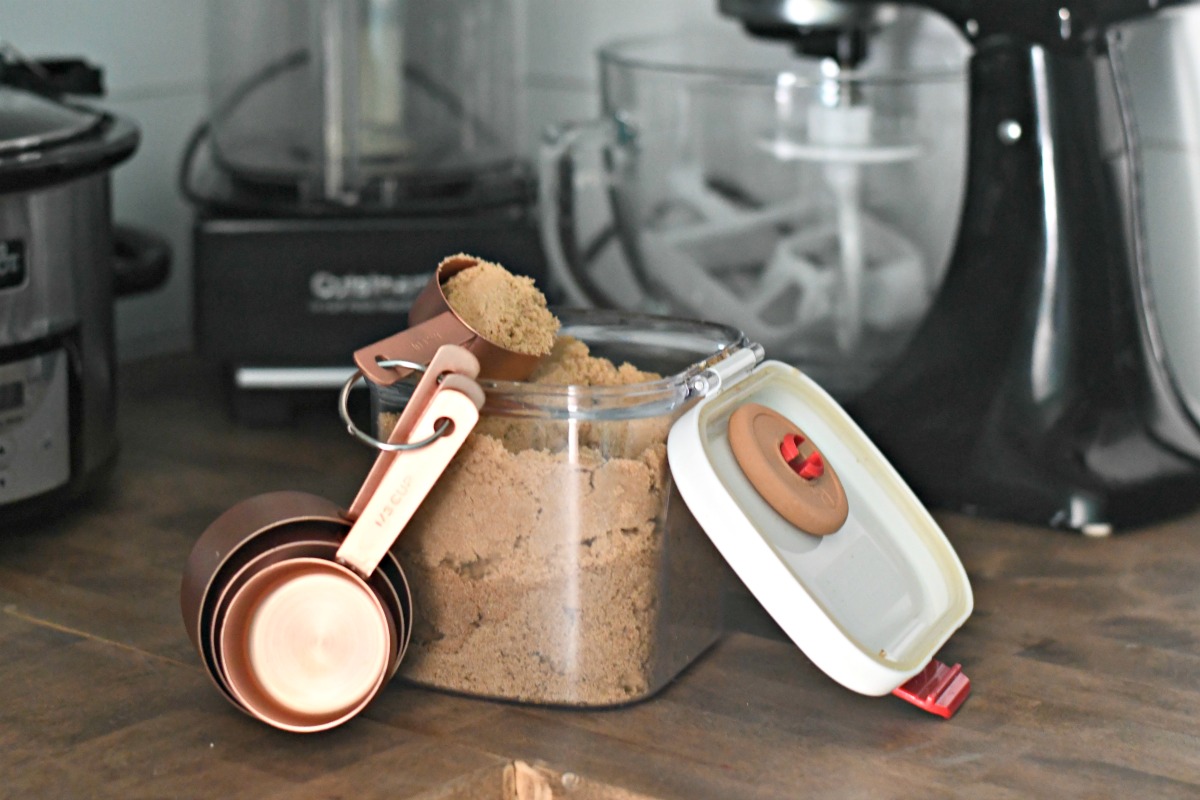 measuring spoons in the brown sugar keeper