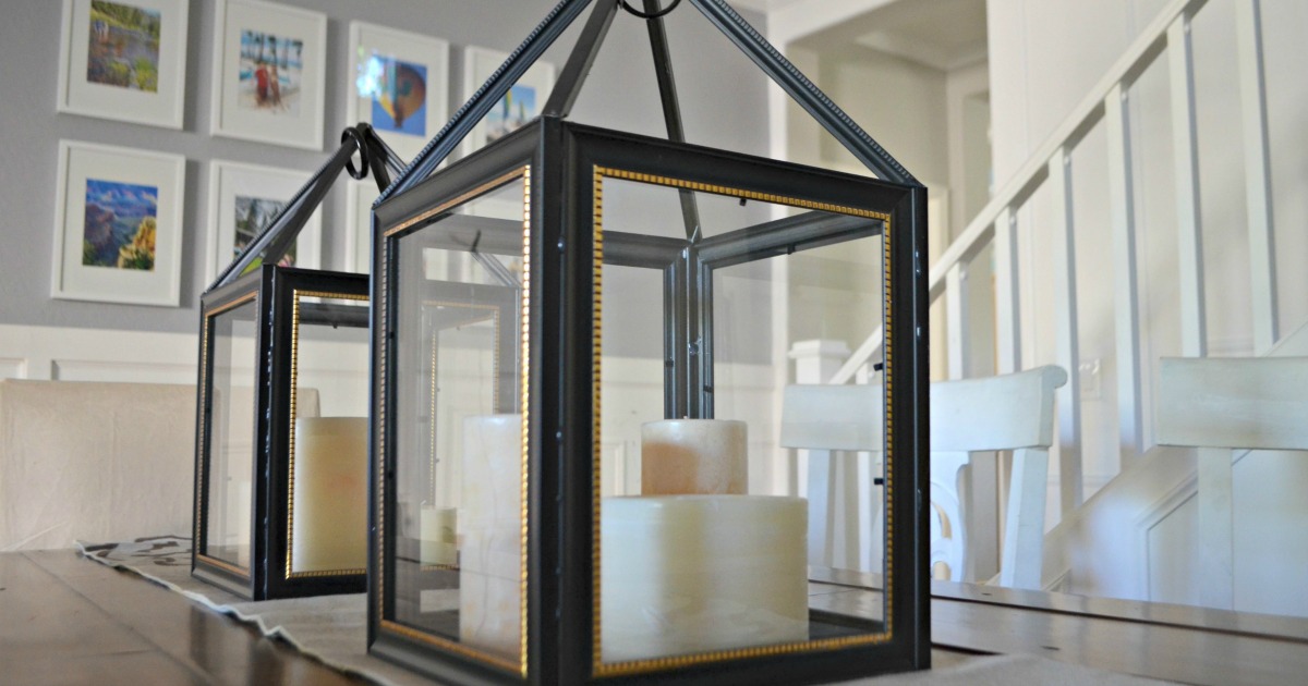 dollar tree lanterns made from picture frames