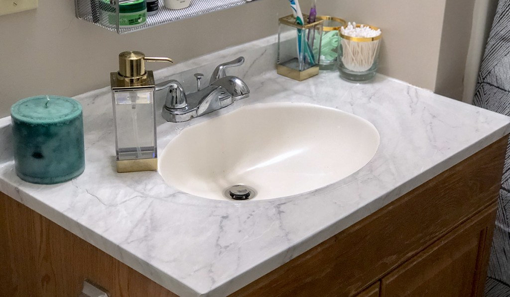 counter top diy with marble contact paper