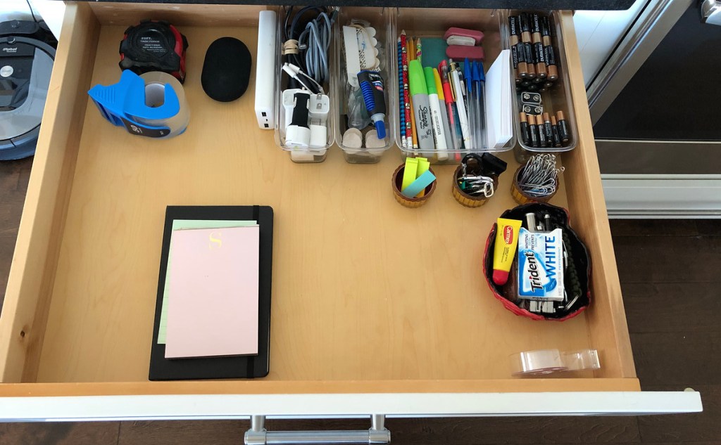 organized drawer with stuff inside