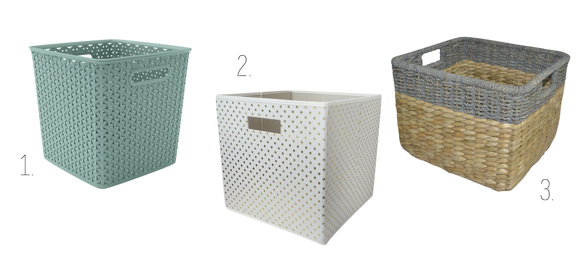 small target bins baskets: blue white polka dots and two tone basketweave