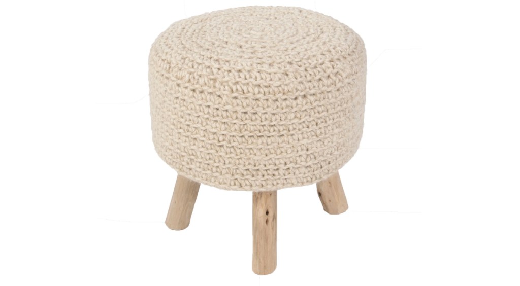knitted stool with bleached wood legs