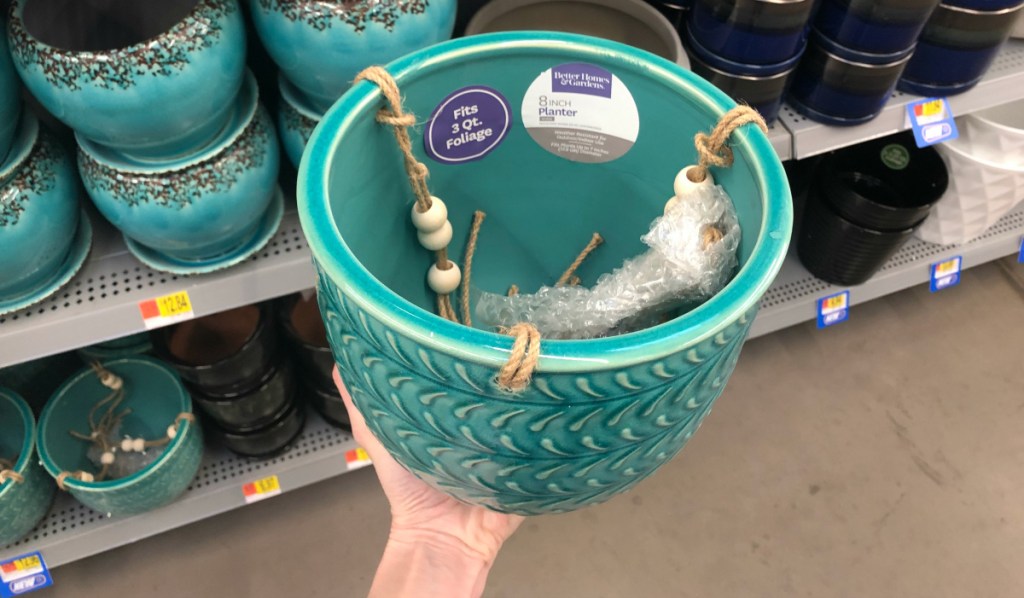 BHG Teal hanging planter