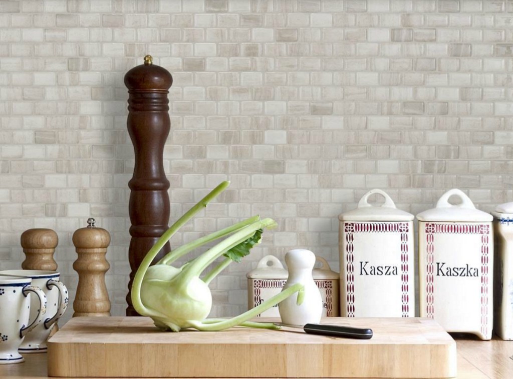 Beige Stone Smart Tiles at Home Depot