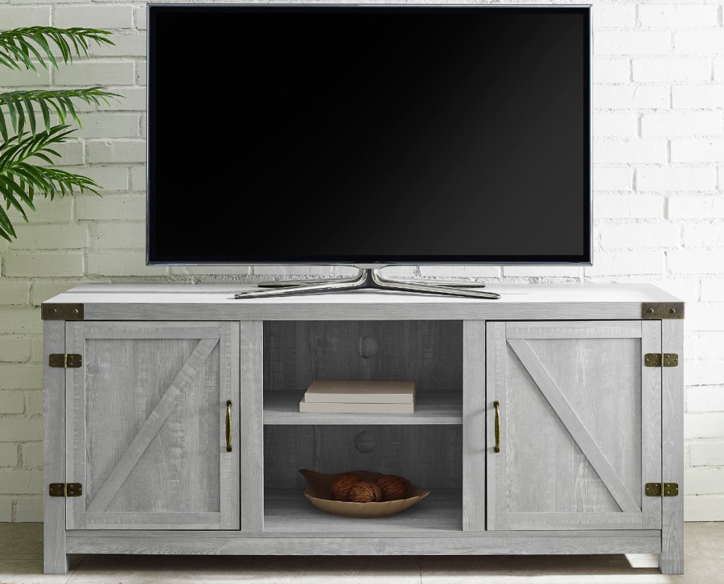 Barn Door TV Stand - Stone Grey