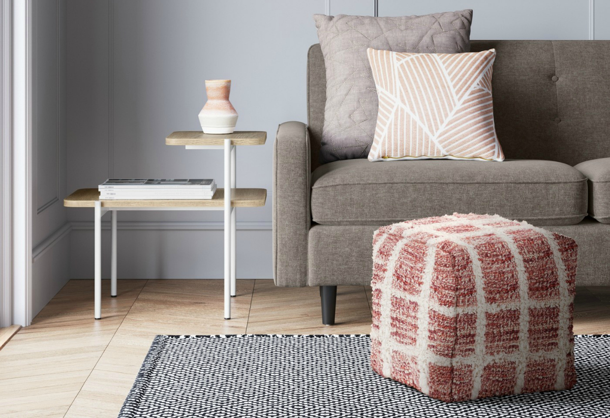 Maroon pouf at Target