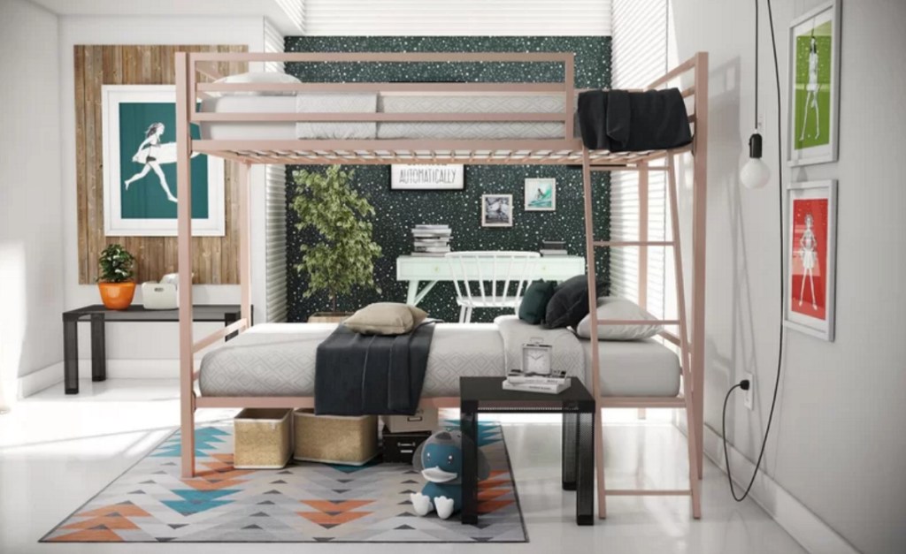 Pink Metal bunk beds at Wayfair