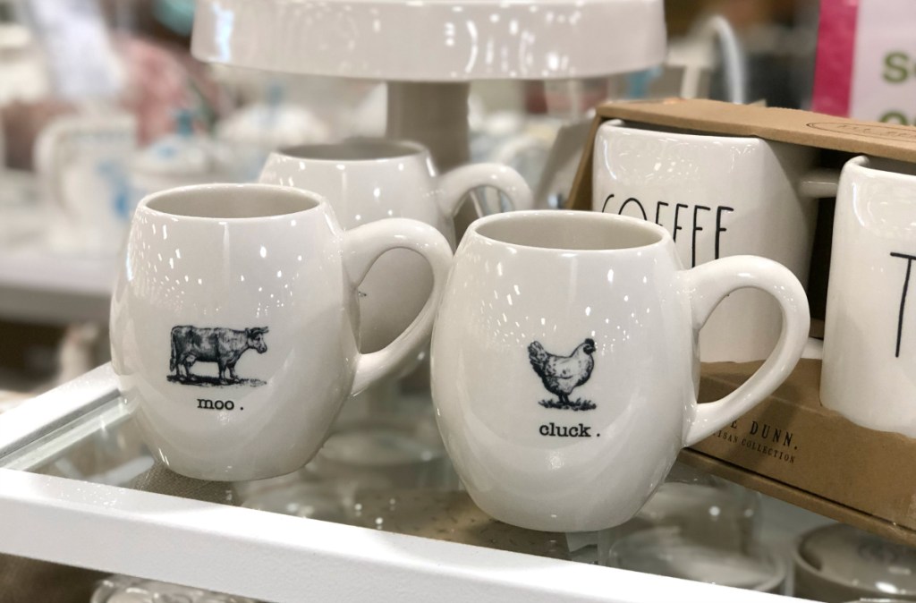 Rae Dunn farmhouse mugs at TJ Maxx