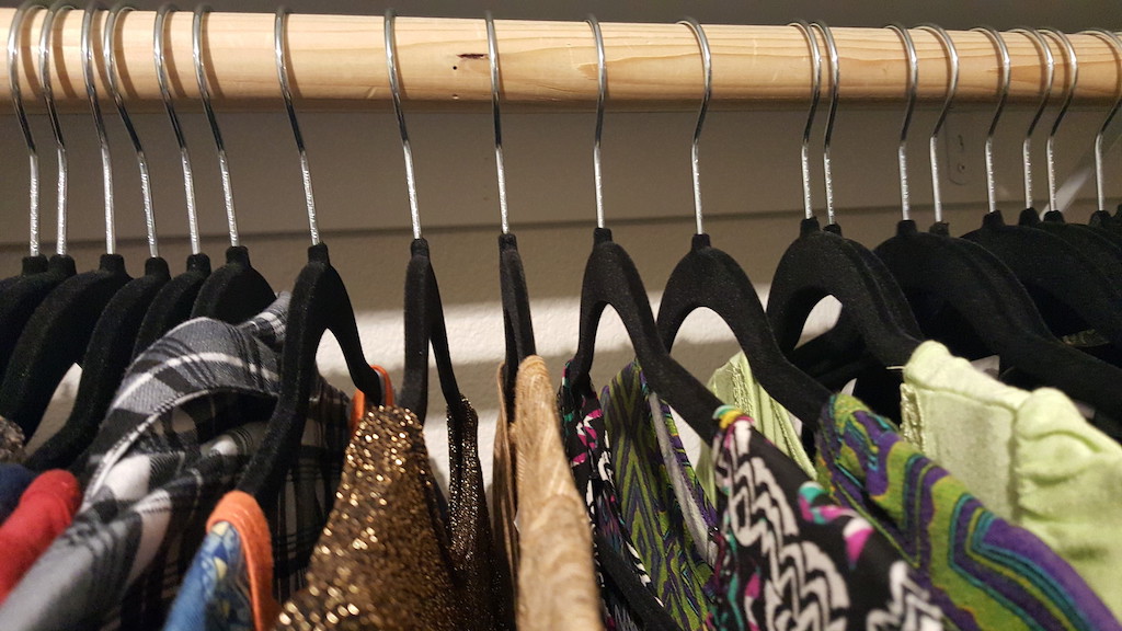 Amazon Black Velvet Hangers in Closet 