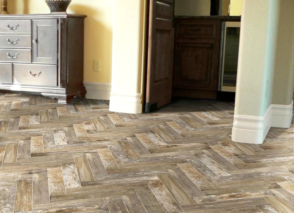 Wood floor tiles at Lowe's