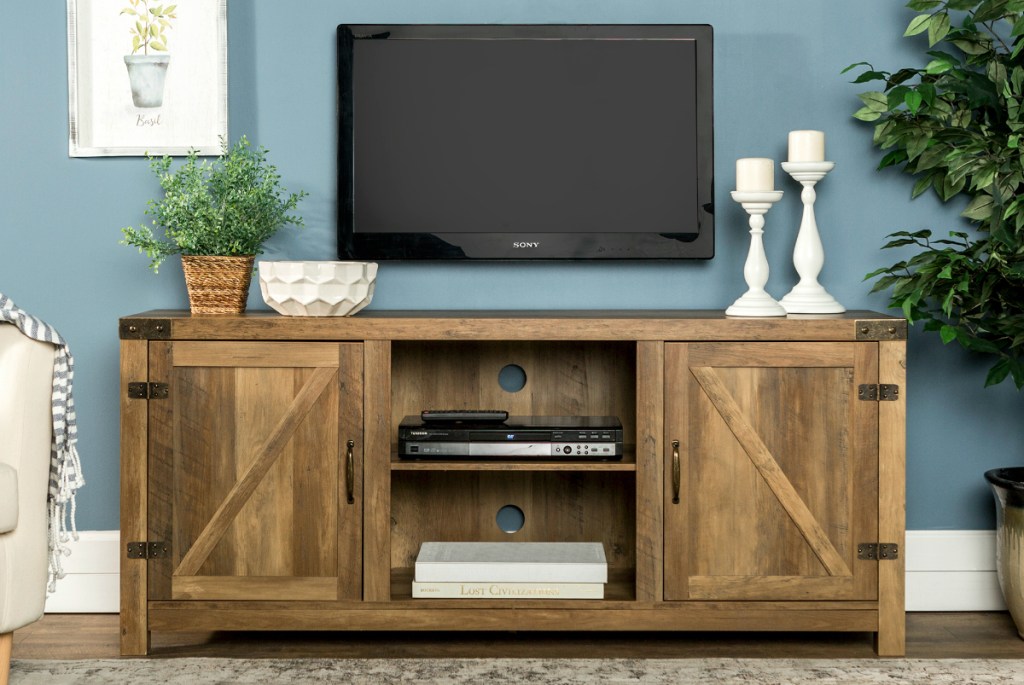 Barn Door TV Stand - Oak