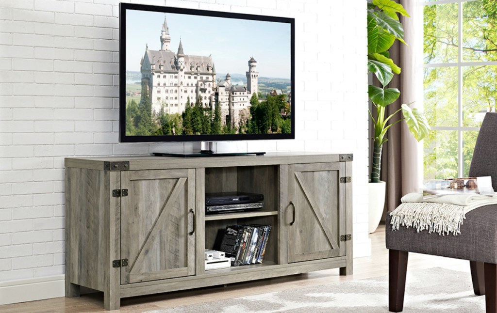 Barn Door TV Stand - Gray