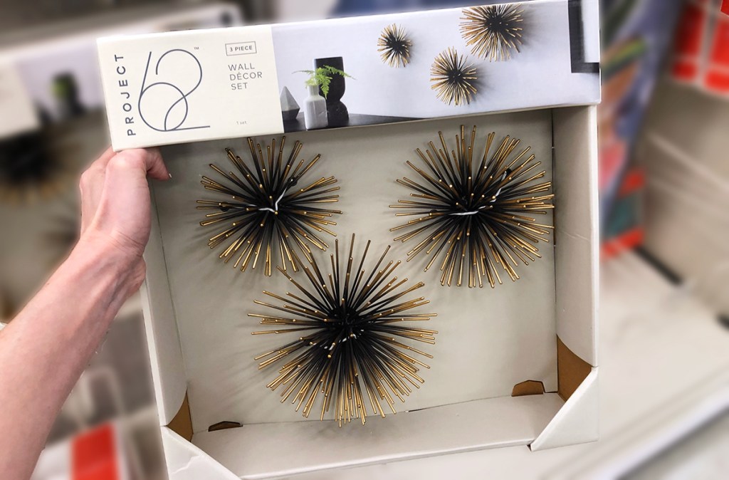 target wall decor — sea urchun black and gold star burst wall accents