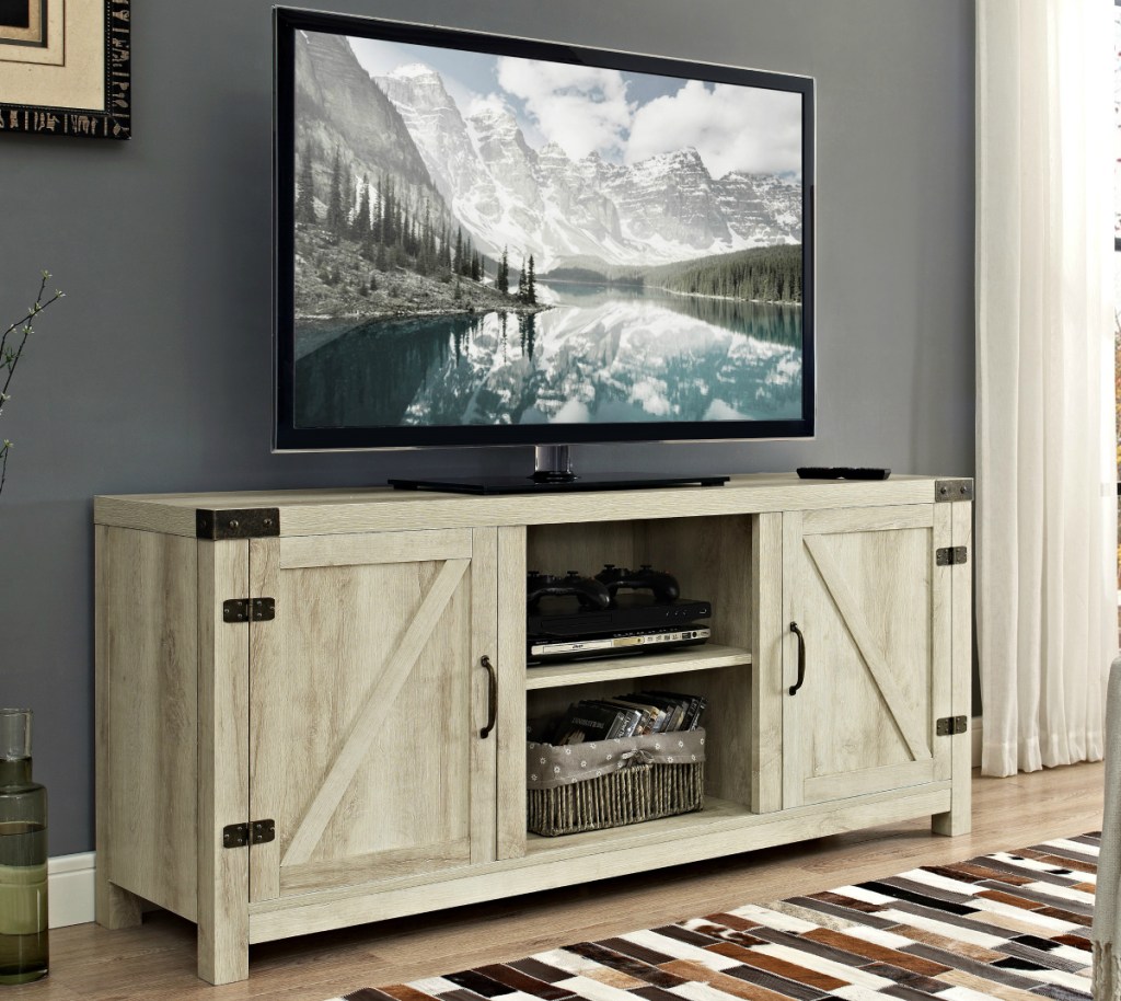 Barn Door TV Stand - White