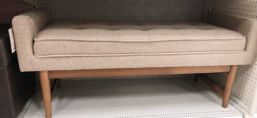 target home furniture finds — tufted beige sette bench