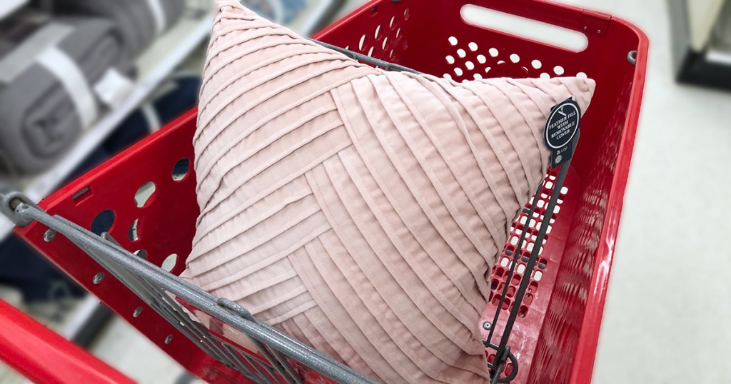 target pillows — pink velvet cross weave pillow
