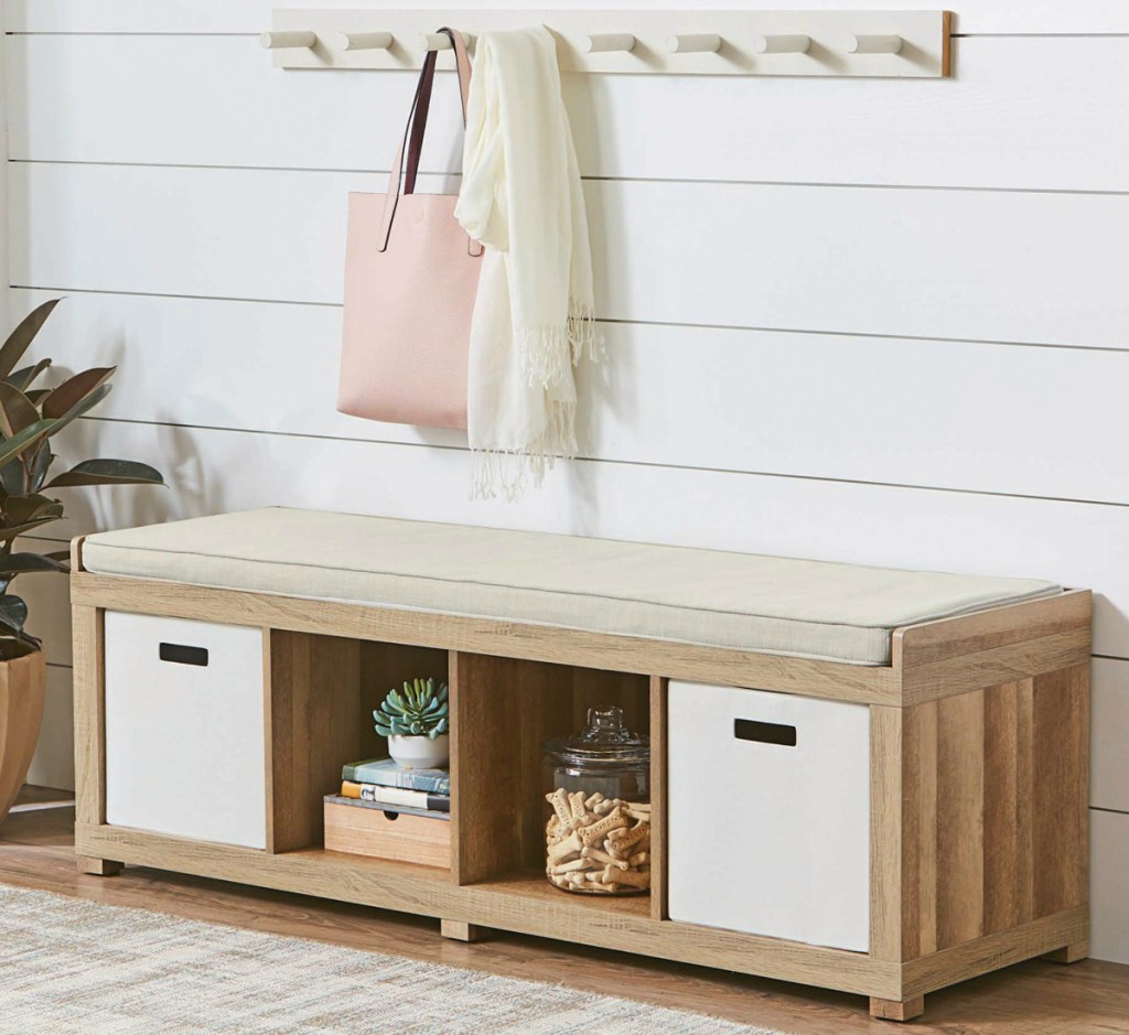 Better Homes and Gardens 4-Cube Organizer Storage Bench - Weathered
