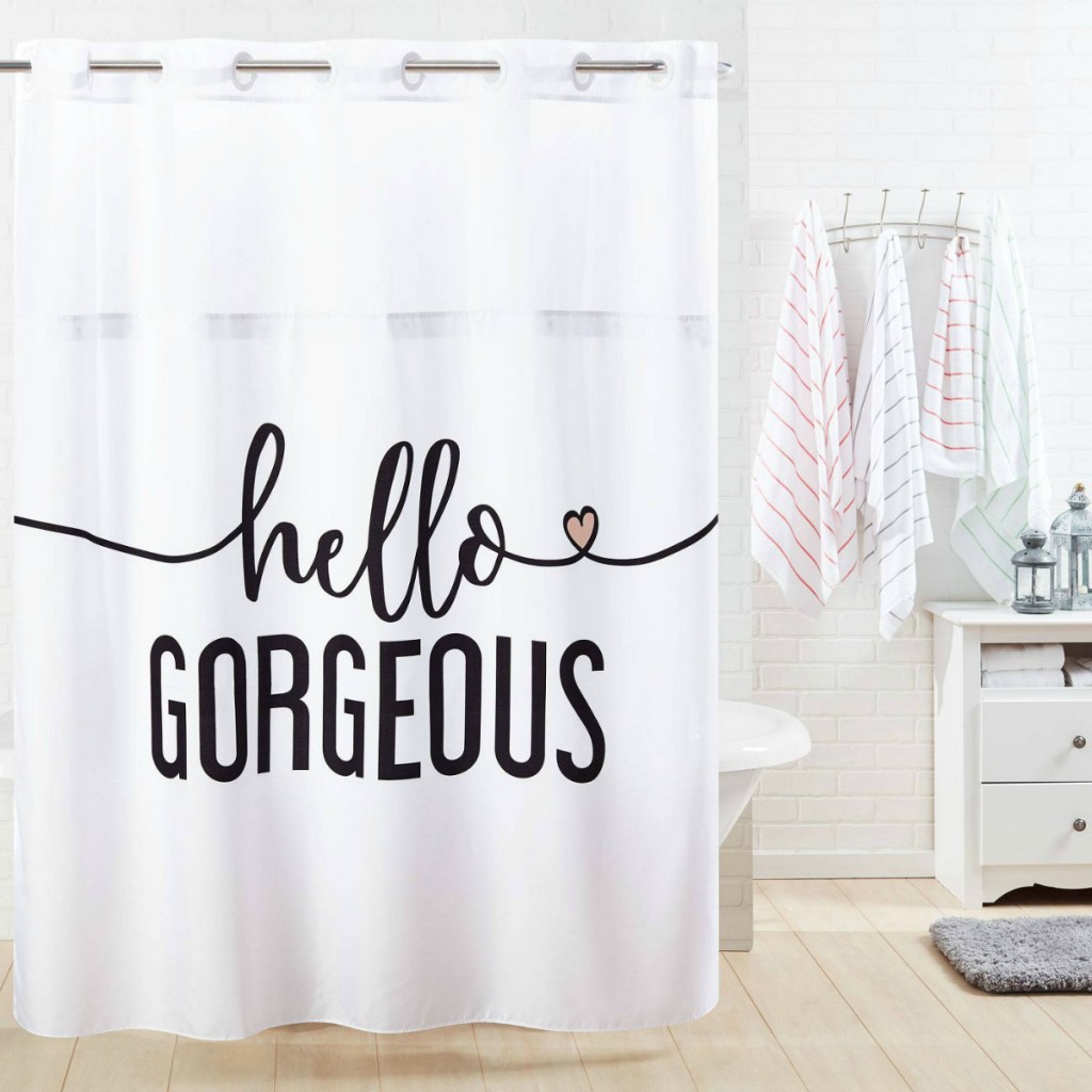 Hello Gorgeous shower curtain