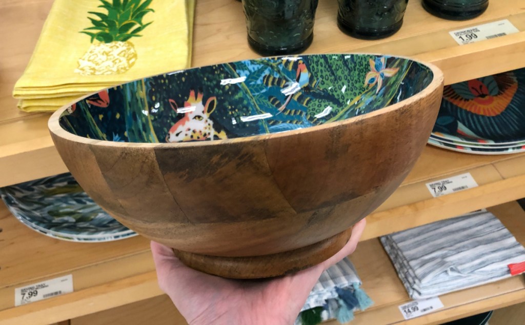 Opalhouse 64oz Mango Wood Jungle Print Serving Bowl