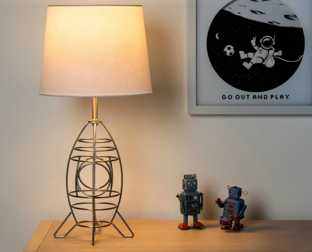 Pillowfort Space Ship Wire Table Lamp - Silver