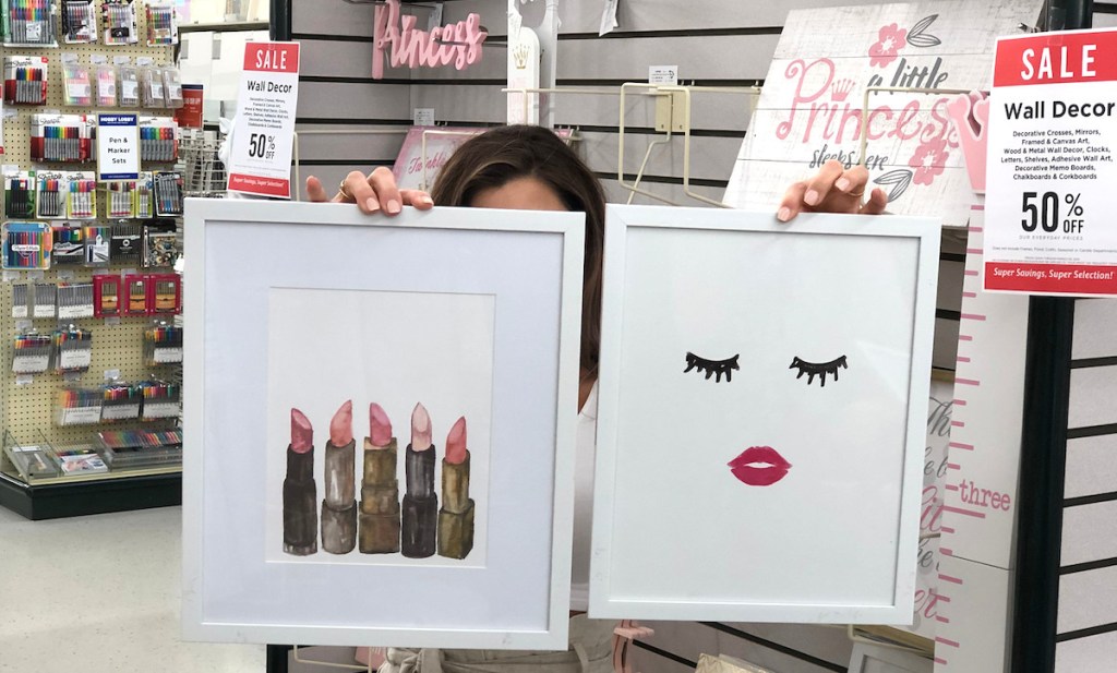 lipstick framed print next to eyelash lips picture