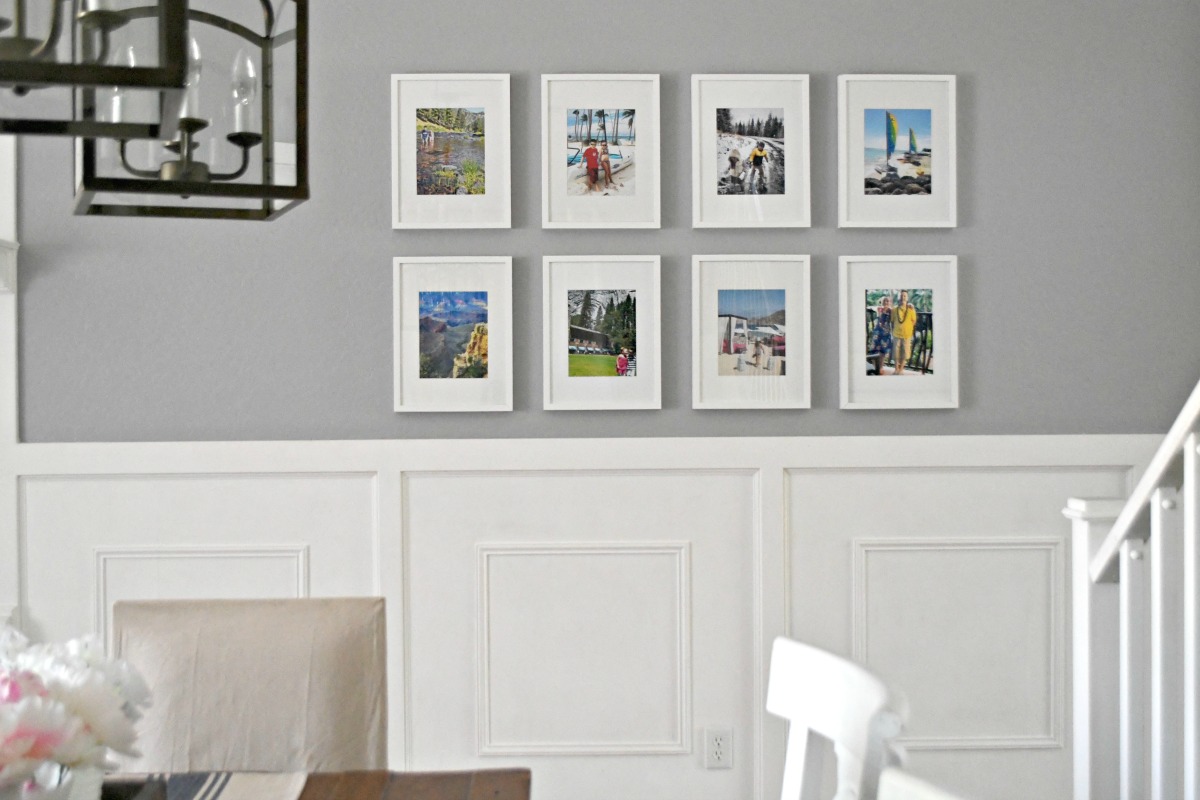 how to hang a grid style gallery wall using the same picture frame in a grid