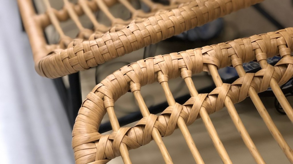 close up detailed photo of natural colored rattan chairs
