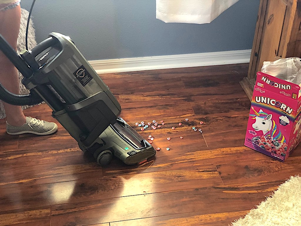 Vacuuming up cereal