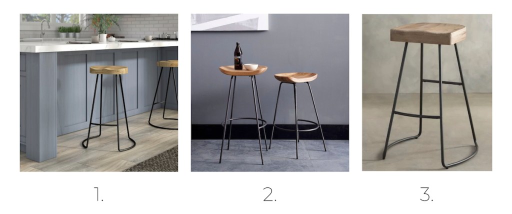three wood and iron barstools counter stool options styled in kitchen and gray painted rooms