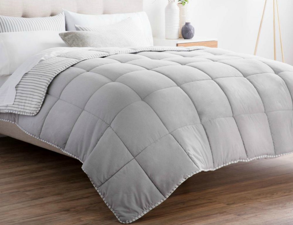 Brookside Striped Reversible Chambray Comforter Set - Coastal Gray