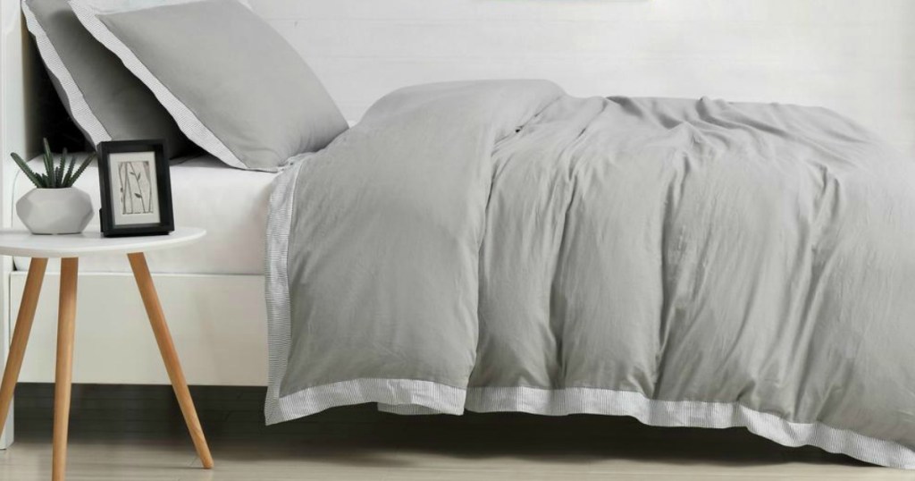 grey cotton linen bedding 