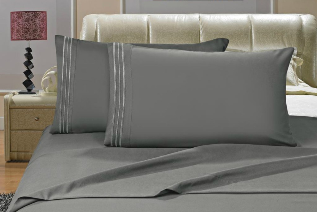 Elegant Comfort 4-Piece Gray Microfiber Bed Sheet Set - Gray