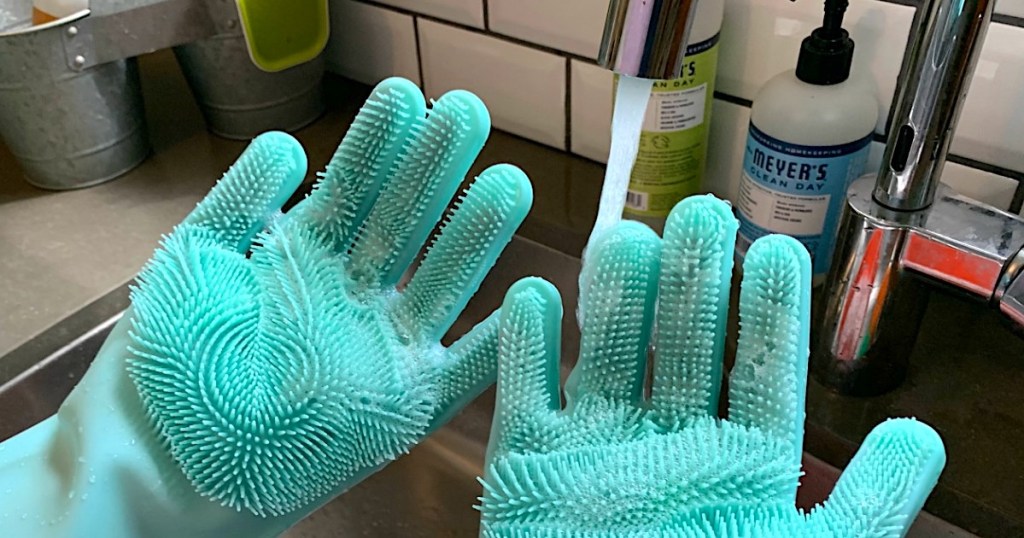 silicone dish scrubbing gloves 