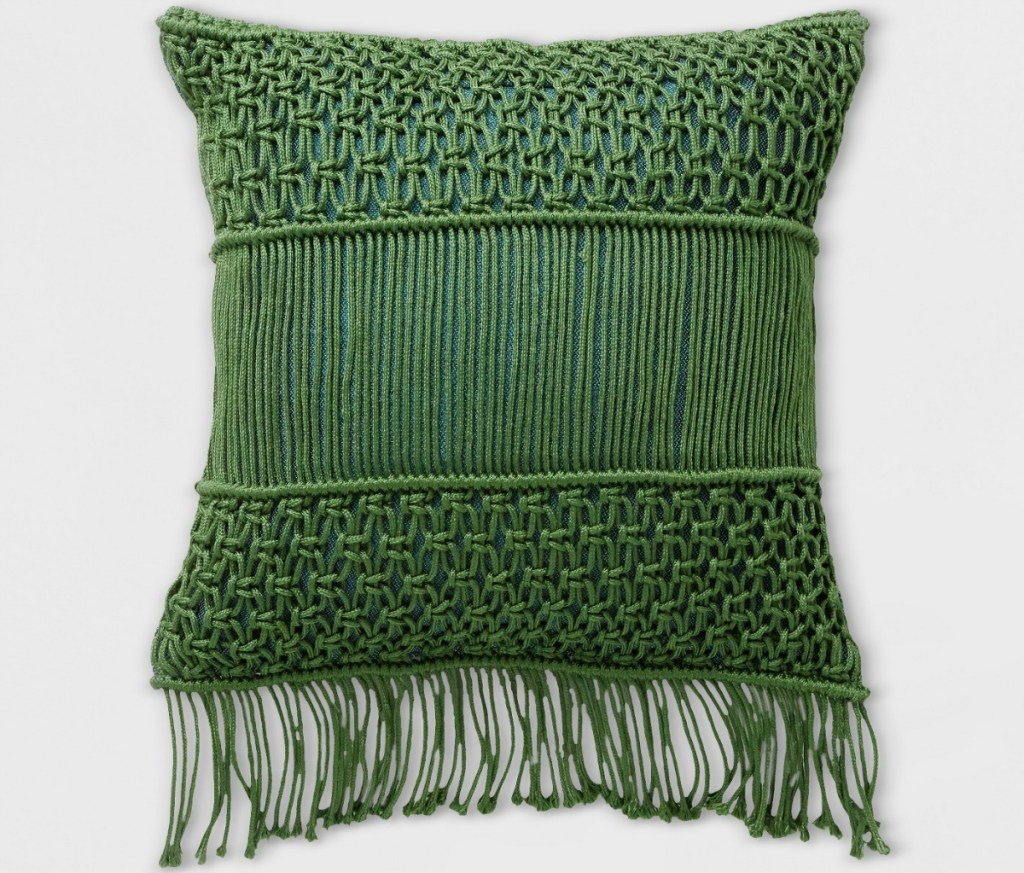 Opalhouse Macrame Two Tone Outdoor Pillow - Green