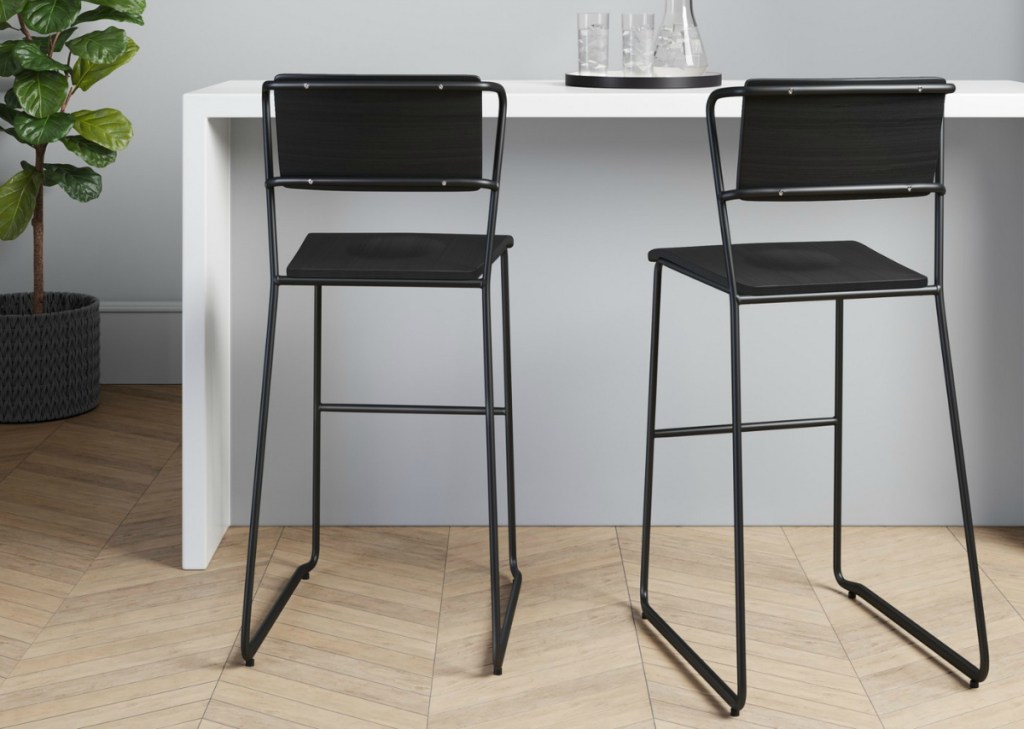 Project 62 Set of 2 Killiam Mixed Material Sled Barstools - Black or White