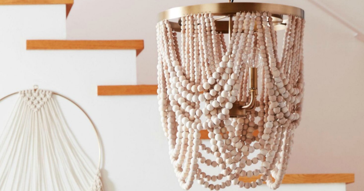 Buy This Bohemian Wood Bead Light for Almost Half the Cost of Pottery Barn’s