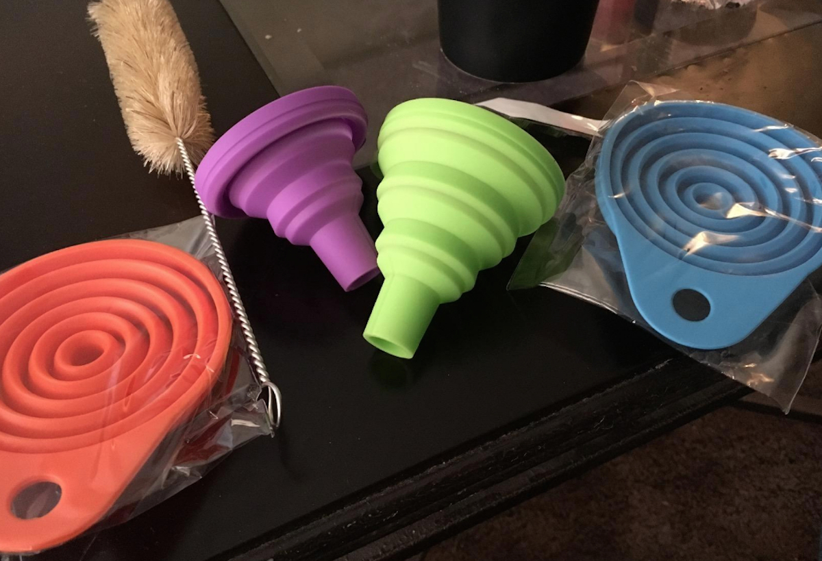 life-changing amazon kitchen products under 10 – four collapsible funnels on a counter