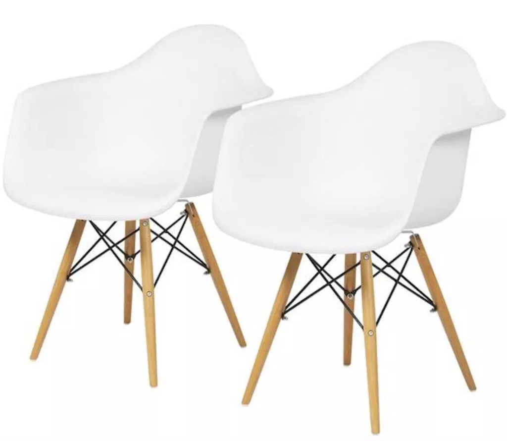 Mid-Century Modern White Accent Chairs