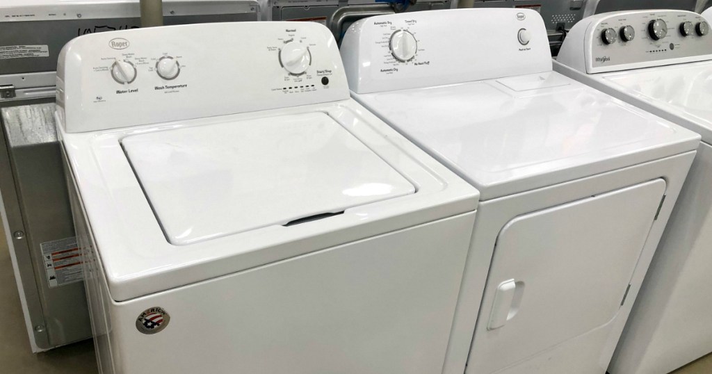 white set of washer and dryers