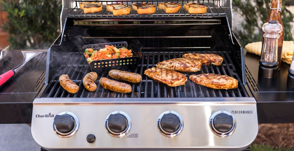 Char-Broil Grill with chicken and sausage 