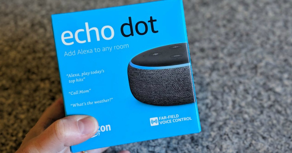 person holding Echo Dot 3rd generation